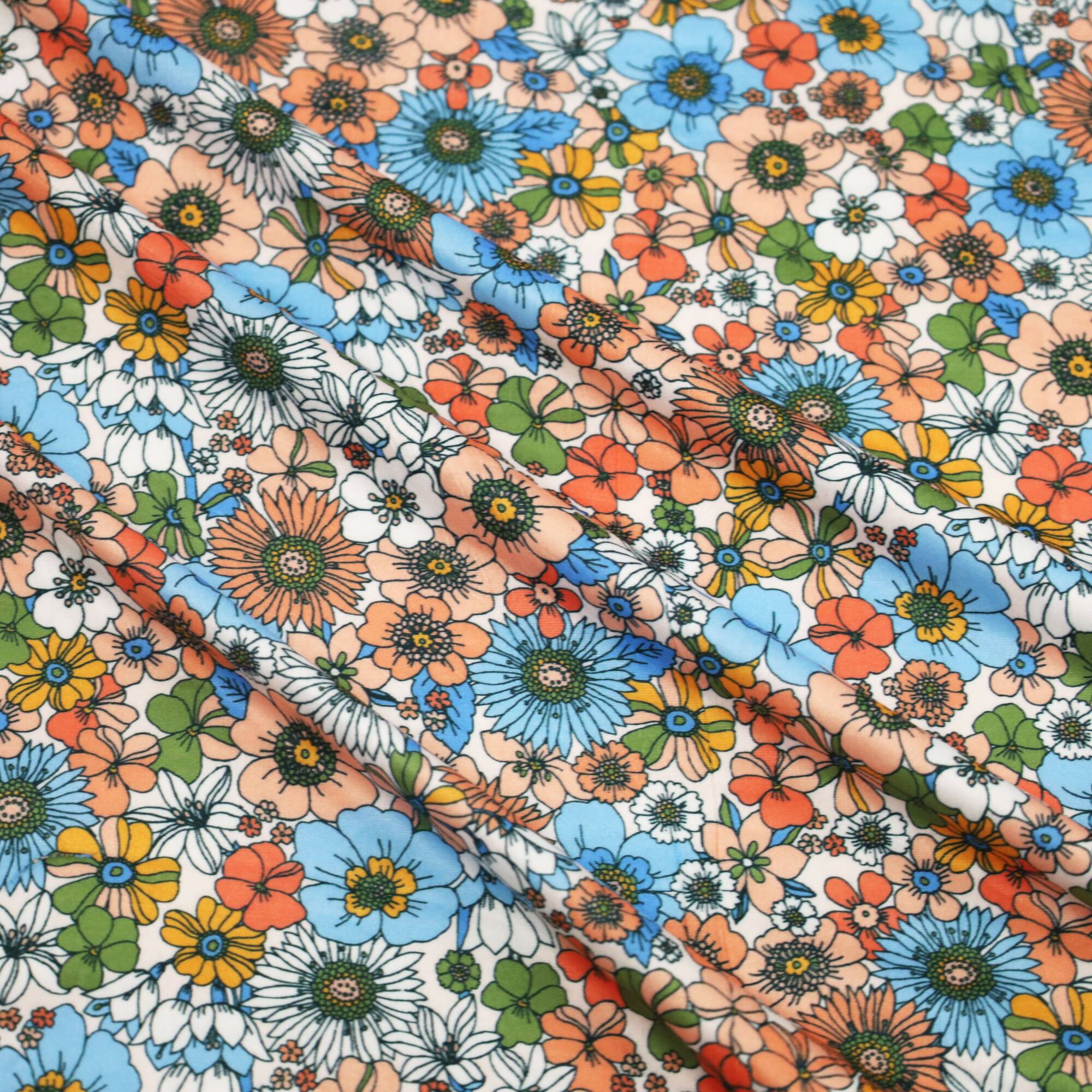 Fabric Merchants Retro Floral Double Brushed Stretch Fabric